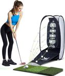 wosofe Golf Hitting Net Practice Target Chipping Training Aids Practice at Backyard Collapsible