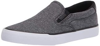 Lugz Men's Clipper Classic Slip-on Canvas Sneaker, Black/White Chambray, 5.5 UK