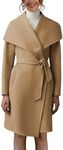 Cicy Bell Women's Pea Trench Coat Lapel Collar Long Jacket Open Front Belted Overcoat with Pockets