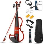 Vangoa Electric Violin, 4/4 Full Size Silent Electric Violin Kit for Beginners Adults Solid Wood Electric Fiddle Starter Set (Full)
