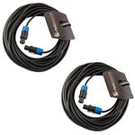 2 x Rean Male Locking Speakon to Speakon Lead/Speaker PA Amp Cab Cable / 2 Pack 15m