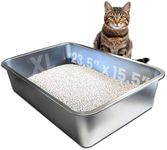 iPrimio Stainless Steel Litter Box - No Stick Litter Pan for Cats - XL Cat Box with Teflon Coating - Never Absorbs Odor or Rust - Ergonomic, Easy to Clean, Durable, Nonstick, Spacious Litter Pan