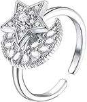 Noosverl Fidget Ring with Zircon Moon and Star Silver Spin Ring Jewellery for Women Anxiety Relieving Fidget Ring adjustable