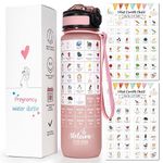 Pregnancy Water Bottle Tracker(Pink), with 2 Different Weekly Stickers, Pregnancy Must Haves First Trimester, New Mom to Be Essentials Gifts for Pregnant Women, Expecting Mother, Maternity, BPA Free