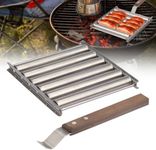 Hot Dog Roller for Grill,Hotdog Roller Stainless Steel Sausage Roller Rack with Wooden Handle,Outdoor Grill Hot Dog Roller Racks for Family Gatherings,Barbecue Parties