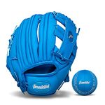 Franklin Sports Kids Baseball Gloves - RTP Youth Teeball Glove + Ball Set - Boys + Girls Mitt Set - Kids + Toddler - Right Hand Throw - 9.5" - Blue