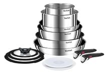 Tefal Ingenio Emotion Cookware Set 13 Pieces Pots and Pans with Removable Handles Non-Stick Coating Induction Cookware Set Silver/Black