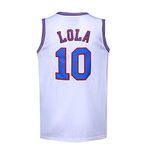 BOROLIN Youth Basketball Jersey 90s Space Costume Moive Shirt for Kids/Boys/Girls (CA/US, Alpha, X-Large, Regular, #10 Lola White)