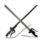 damdos Halloween Prop for Attack it on 37inch Shingeki Cosplay Sword Kyojin Swords Cosplay Xmas Birthday Gifts (1PCS BLACK+1PCS SLIVER)