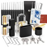 Eventronic 30+3 Pieces Lock Picking Set- [2023 Difficulty Upgrade] Credit Card Size Lockpick Set with 3 Transparent Locks, Bonus E-Guides for Beginner and Pro Locksmiths