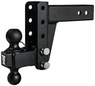 BulletProof Hitches 2.5" Adjustable Medium Duty (14,000lb Rating) Drop/Rise Trailer Hitch with 2" and 2 5/16" Dual Ball (Black Textured Powder Coat) 4"