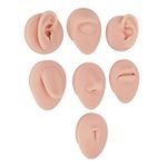 Piercing Practice Model, Reusable Elastic Silicone Piercing Practice Body Parts with Acrylic Stand, Piercing Practice Kit with Eye, Nose, Mouth Model, Tongue, Navel and Ear Model (Medium Skin Color)