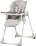 Kinderkraft Highchair YUMMY, Baby Chair, Ergonomic, Comfortable, Reclining, Foldable, with Ajustable Height, Footrest, Detachable Double Tray, for Toddler, from 6 Month to 3 Years, Gray (Pack of 1)