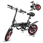 SEHOMY Folding Electric Bike for Adults, 14'' Adults Electric Bicycle 15.5 MPH, Waterproof 350W Women Commuter E Bike with 36V Battery, Throttle & Pedal Assist Electric Road Bike for Men Teenager
