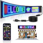 Fgnztg Huge Bright Advertising Scrolling LED Sign, 27''x5'' programmable led signs for business, Flexible Bluetooth APP Control Custom Text Message LED Display for Car Store Hotel