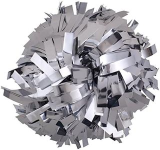 Metallic Cheerleader Cheerleading Pom Poms 6 inch 1 Pair (Silver)