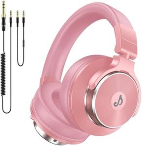Rumoon Wired Over Ear Headphones, Studio Monitor & Mixing DJ Headphones with 50mm Neodymium Drivers and 1/4 to 3.5mm Jack for Guitar AMP Podcast Piano Keyboard (Pink)