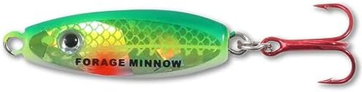Northland FMS3-20 Forage Minnow Jig'n Spoon, 1/8-Ounce, Super-Glow Perch