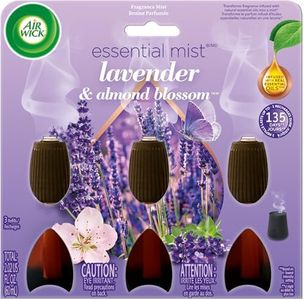 Air Wick Essential Mist Refill, 3 ct, Lavender and Almond Blossom, Essential Oils Diffuser, Air Freshener