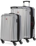 SwissGear 3750 Hardside Luggage with Spinner Wheels, Silver, 2-Piece Set (18.5/23)