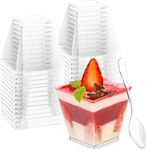 Miluoou 50pack 2oz Clear Plastic Dessert Cups with Spoons - Mini Parfait Cups with Lids - Appetizer Cups for Parties Small Dessert Cups with Spoons (50 Cups + 50 Spoons)…