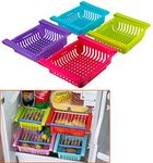 UNYKS STAR 4 Pcs Expandable Adjustable Fridge Storage Basket Under Shelf Fridge Organiser Rack Space Saver Refrigerator Sliding Drawers - Unbreakable, Random Colours