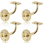 Polished Brass Handrail Brackets for Stair Bannister Handrail Wood and Steel Handrail - Pack of 4