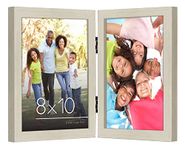 Americanflat Hinged 8x10 Picture Frame with Shatter-Resistant Glass - Double Picture Frames with Engineered Wood - Signature Collection - Photo Frame for Tabletop Display - Light Wood