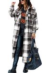 Women's Flannel Button Down Jacket Casual Fall Long Wool Coat Shacket