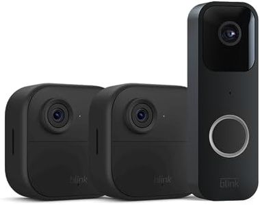 Blink Video Doorbell + 2 Outdoor 4 smart security cameras (4th Gen) with Sync Module 2 | Two-year battery life, motion detection, two-way audio, HD video, Works with Alexa