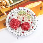 Amanman Cute Compact Mirror Cherry Small Mirror Girl's Gift Travel Mirror 1x/2x Magnification Travel Makeup Mirror (Cherry)