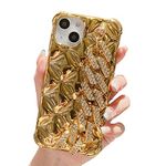 aowner Compatible with iPhone 11 Pro Max Case Bling Luxury Hand Strap for Women Girls, 3D Glitter Sparkle Diamond Crystal Wrist Bracket Airbags Bumper Shockproof Protective Cover Case,6.5 Inch, Gold