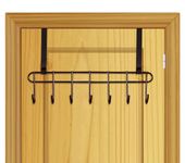 CANWAY® 2 Pieces Stainless Steel Over-The-Door Hanger with 7 Hooks for Home and Office, No Drilling Required, Black