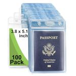 Fushing Pack of 100 Clear Plastic Vertical Badge Holders, Name Tag Holders, Card Holders (XL)