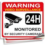 iSYFIX Video Surveillance Warning Sign Sticker - 4 Pack 7x6 inch – Premium Self-Adhesive Vinyl, Laminated for Ultimate UV Protection, Weather, Scratch, Water & Fade Resistance, Indoor & Outdoor