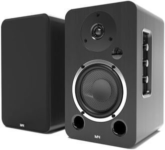 AZATOM Equinox 2 M4 Powered Bookshelf Hifi Speakers, 2.0 Active, Bluetooth, Wired, Wooden Enclosure, Perfect for Music, Vinyl records, Home Theatre, Gaming, Laptops, PC, 80 Watts (Black)