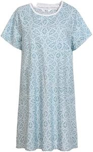 AVIIER 100% Cotton Hospital Gowns for Women Open Back Adaptive Clothing Nightgown Post Shoulder Surgery Patient Gown Navy Blue Flower S