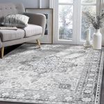 4x6 Kitchen Rug Oriental Entryway Mat Faux Wool Non Slip Non Shedding Pet Friendly Bedroom Carpet for Living Room Apartment Office Entrance Decor(Grey,4x6ft)