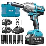 SEESII Cordless Impact Wrench, 665ft-lbs(900N.m) High Torque Impact Wrench, 1/2 inch Impact Gun Brushless w/ 2X 4.0Ah Battery, Charger & 6 Sockets, Electric Impact Wrench for Car Tire Home, WH9 Pro
