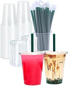 16 oz Clear Plastic Cups with Lids and STRAWS, Disposable Drinking Cups for Cold Drinks, Iced Coffee, Milkshakes, Smoothies, 25 Sets