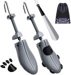 JJDPARTS Shoe Stretcher Pair 4-way Shoe Expander Widener Shoe Tree Extender for Wide Feet with Shoe Horn (for Men's Size UK 8-11.5, Grey)