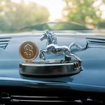 YOURKARTS.COM Solar-Powered Horse Car Air Freshener-For Car Dashboard With Perfume Liquid Gold Coin Horse Design (Black), 10 ml