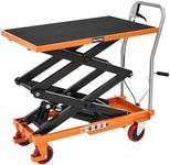 Specraft 770lbs Hydraulic Lift Cart, 59" Height Double Scissor Table with 4 Wheels & Non-Slip Pad, Material Handling Platform, Orange