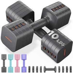 FEIERDUN Adjustable Dumbbell Set of 2, Each 2/4/6/8/10 lbs Weight for Women, Quick Adjust Weight, Double Locking Protection, Versatile Hand Weights for Home Gym & Outdoor Exercise