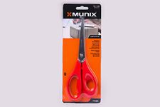 Munix SL-1183 210 mm / 8.2" Stainless Steel Scissors | Pointed Tip with Shock Proof Body | Ergonomic & Comfortable Handles | Lightweight Multipurpose Scissor | Red, Pack of 1 - Color May Vary