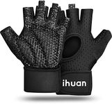 ihuan Weight Lifting Gloves Gym Gloves with Wrist Support | Full Palm Protection | Extra Grip, Workout Gloves for Women Men, Lifting Training Fitness