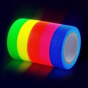 VIKROM 5Pcs Neon Gaffer Tape - 18ft Glow Tape Glow in The Dark – UV Reactive Fluorescent Tape for Glow Party Decorations, Stage, Crafts, DIY Projects & Christmas Decorations – 5 Vibrant Colors