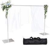 Pipe and Drape Backdrop Stand Kit Backdrop Stand for Parties 8ftx10ft Adjustable Photo Backdrop Stand Heavy Duty Background Stand for Wedding Banquet Decorations Silvery