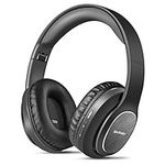 WorWoder 80Hrs Wireless Over Ear Headphones, Bluetooth 5.0 Wireless & Wired Mode, HiFi Stereo Sound with Mic, Lightweight Headset with Deep Bass for Work Travel Online Class (BLACK)