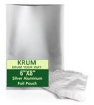 KRUM 6 x 8 Inches(500 Gram) Aluminium Silver Foil Pouches - Airtight, Moisture-Proof, Heat Sealable Bags for Food Storage, Packaging, and Protection (Pack of 100)